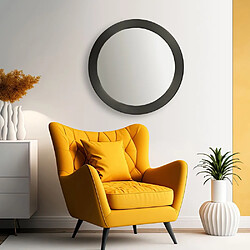 Ideanature Miroir rond bord large en métal 50 cm noir.