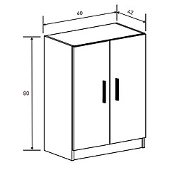 Pegane Meuble bas de cuisine coloris Blanc - Longueur 60 x profondeur 42 x hauteur 80 cm