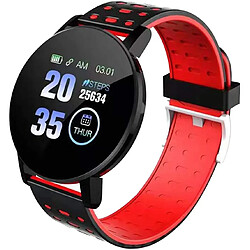 Chrono Chronus montre-bracelet intelligente fréquence cardiaque Montre Connectée bracelet montres de sport bande Smartwatch pour Android Ios(Rouge)