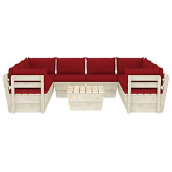 Avis Maison Chic Salon de jardin palette 9 pcs avec coussins - Table et chaises d'extérieur - Mobilier/Meubles de jardin Moderne épicéa imprégné -MN40949