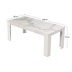 Acheter Bestmobilier Amaury - table à manger - blanc - plateau effet marbre - 4 à 6 personnes