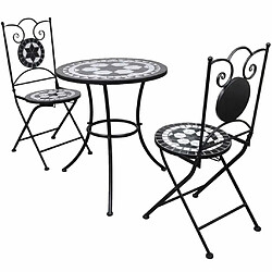 Maison Chic Mobilier de bistro et chaises de jardin 3 pcs Carreaux céramiques Noir et blanc -GKD573597