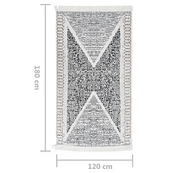 vidaXL Tapis Noir et gris 120x180 cm Coton pas cher