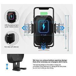 Chrono Chargeur de voiture sans fil, support de téléphone à charge rapide Qi 15W pour grille d'aération de voiture et tableau de bord/pare-brise, support de voiture/socle à serrage automatique compatible pour S20/S10, série iPhone 11/12 (noir)