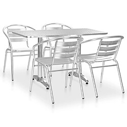 vidaXL Mobilier à dîner d'extérieur 5 pcs Aluminium Argenté