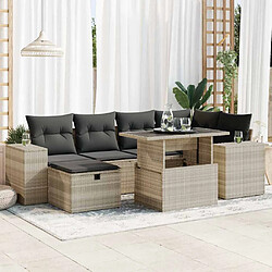 vidaXL Salon de jardin 8 pcs avec coussins gris clair résine tressée 