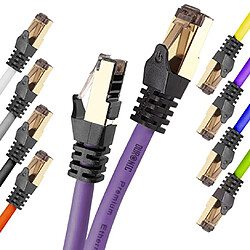 Duronic CAT8 PE Câble Ethernet 1 M Mauve | S/FTP paire torsadée écrantée et blindée | Bande passante 2GHz / 2000 MHz | Transmission des données 40 Gigabits | Connecteurs RJ45 en or avec manchon