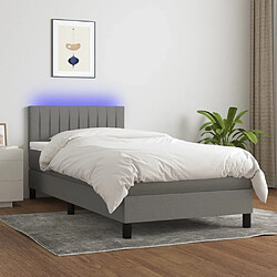 vidaXL Sommier à lattes de lit avec matelas et LED Gris foncé 90x190cm