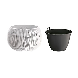 Pot de fleur avec insert 3,9L Sandy Bowl Prosperplast DSK290 blanc