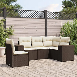 vidaXL Salon de jardin avec coussins 5 pcs marron résine tressée