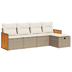 vidaXL Salon de jardin avec coussins 5 pcs beige résine tressée