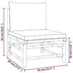 vidaXL Canapé central de jardin avec coussins vert bambou pas cher
