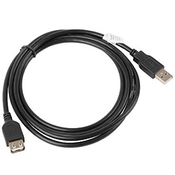 Lanberg USB A 2.0 mâle vers USB A 2.0 femelle rallonge 1,8 m noir CA-USBE-10CC-0018-BK