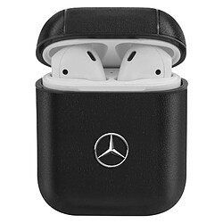 Mercedes Coque pour AirPods 1 et 2 en Cuir Véritable Fin et Léger Noir