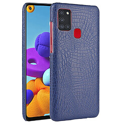 Coque en TPU + PU texture de crocodile bleu pour votre Samsung Galaxy A21s