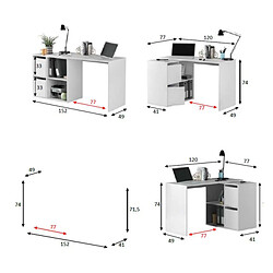 Acheter Dansmamaison Bureau d'angles 2 portes + 2 niches Blanc - DAPATA