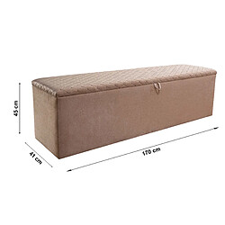 Avis Vivenla Banc bout de lit coffre avec rangement coloris beige design en velours L. 170 x P. 41 x H. 45 cm collection PARIS