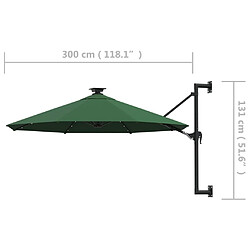 vidaXL Parasol mural de jardin avec LED 300 cm vert pas cher