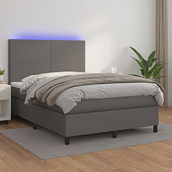 Maison Chic Lit adulte- Lit + matelas,Sommier à lattes de lit avec matelas et LED Gris 140x200 cm -GKD44093