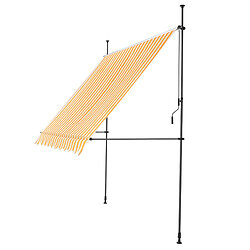 Avis Store Banne Manuel Rétractable pour Terrasse Marquise Soleil de Balcon Auvent Téléscopique Hauteur et Inclinaison Réglable Sans Perçage Acier Polyester 200 x 120 x 200-300 cm Jaune Blanc [pro.tec]