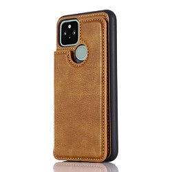 Coque en TPU + PU avec béquille et porte-cartes marron pour votre Google Pixel 5a 5G