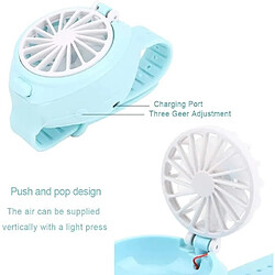 Mini Ventilateur de Montre, Montre portable, Lumière LED Colorée, Ventilateur USB Pliable pour Femmes et Enfants (Bleu clair)