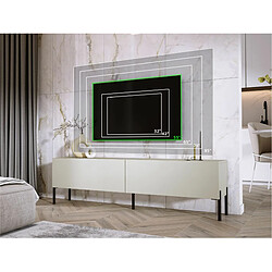 3XELIVING Meuble TV en couleur Cachemire avec pieds droits en noir, D: l : 170 cm, H : 52 cm, P : 32 cm pas cher