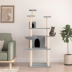 vidaXL Arbre à chat avec griffoirs en sisal Gris clair 166 cm