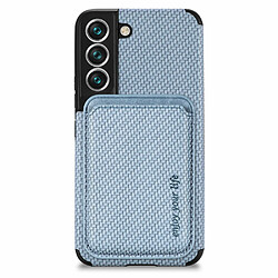 Coque en TPU antichoc, texture en fibre de carbone avec porte-carte bleu pour votre Samsung Galaxy S22 Plus 5G