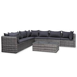 Acheter Maison Chic Salon de jardin 10 pcs + coussins - Mobilier/Meubles de jardin - Table et chaises d'extérieur Résine tressée Gris -MN27598