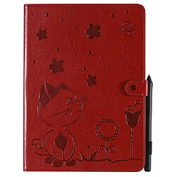 Etui en PU motif abeille et chat avec support rouge pour votre Apple iPad Air (2020)/iPad Pro 11 pouces (2021)/(2020)/(2018)