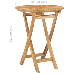 vidaXL Table pliable de jardin Ø 60 cm Bois de teck solide pas cher