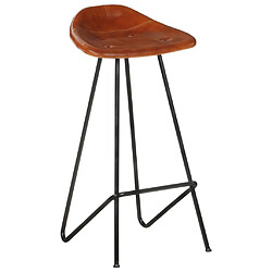 vidaXL Tabourets de bar lot de 2 marron cuir véritable