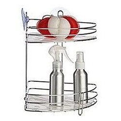 Lot de 2 ÉTAGÈRES D'ANGLE POUR DOUCHE ETAGERE MURALE SALLE DE BAIN 2 PANIERS DE DOUCHE ETAGERE DE SUPPORT DE RANGEMENT DE SALLE DE BAINS DE SUPPORT DE DOUCHE SUSPENDU EN CHROME DE 2 NIVEAUX 20X27X27CM+Berilo