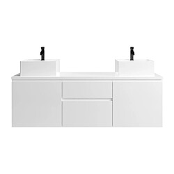 Acheter Vente-Unique Meuble de salle de bain suspendu avec double vasque - Blanc - 150 cm - JIMENA II