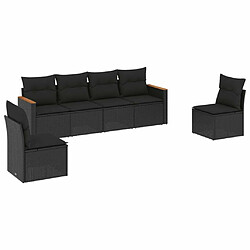 Maison Chic Salon de jardin 6 pcs avec coussins | Ensemble de Table et chaises | Mobilier d'Extérieur noir résine tressée -GKD61594