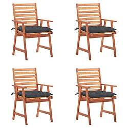 Maison Chic Lot de 4 Chaises à dîner d'extérieur avec coussins | Fauteuil chaises à manger d'extérieur Acacia massif -GKD15917