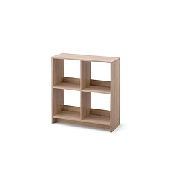 Iris Ohyama, Cube de rangement en bois, Bureau, Salon - WOS-4, L 69 x P 26,5 x H 75,8 cm, Brun Clair