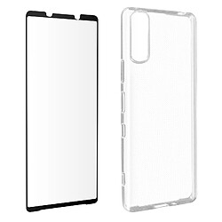 Avizar Coque Sony Xperia 10 III Souple et Film Verre Trempé 9H - noir