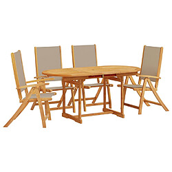 vidaXL Ensemble à manger de jardin 5pcs bois d'acacia solide textilène