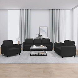 vidaXL Ensemble de canapés 3 pcs avec coussins Noir Similicuir