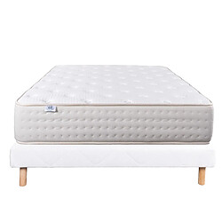 LUXURY LITERIE Ensemble matelas Purlux 160x200 cm + sommier blanc ep 13cm