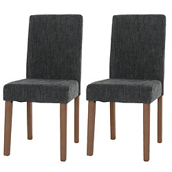 Decoshop26 Lot de 2 chaises de salle à manger dossier haut en tissu chenille gris foncé et pieds en bois clairs 04_0007323