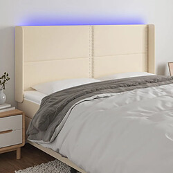 Maison Chic Tête de lit moderne à LED lumineuse pour chambre - Décoration de lit Crème 183x16x118/128 cm Tissu -MN72766