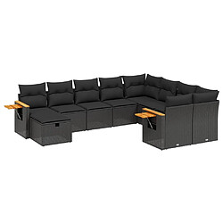 Maison Chic Salon de jardin 10 pcs avec coussins, Ensemble Tables et chaises d'extérieur noir résine tressée -GKD349841