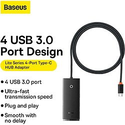 Avis Baseus - Adaptateur Hub Lite Series (WKQX030401) - USB-C vers 4x USB 3.0, Type-C