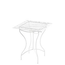 Decoshop26 Table de jardin terrasse balcon design rustique en fer forgé blanc 10_0003041