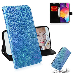 Wewoo Housse Coque Pour Galaxy A50 couleur unie boucle magnétique coloré horizontale étui en cuir PU avec titulaire et fentes cartes et portefeuille et lanière bleu