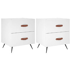 Maison Chic Lot de 2 Tables de chevet - Tables de Nuit blanc 40x35x47,5 cm bois d’ingénierie