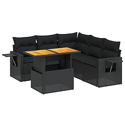 vidaXL Salon de jardin 6 pcs avec coussins noir résine tressée